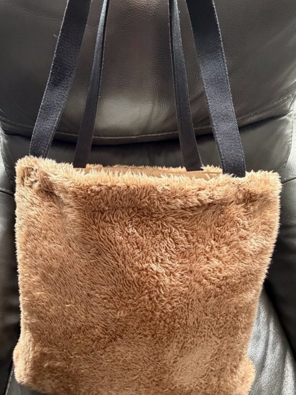 Eastpak Tan Faux Fur Tote Black Logo Patch